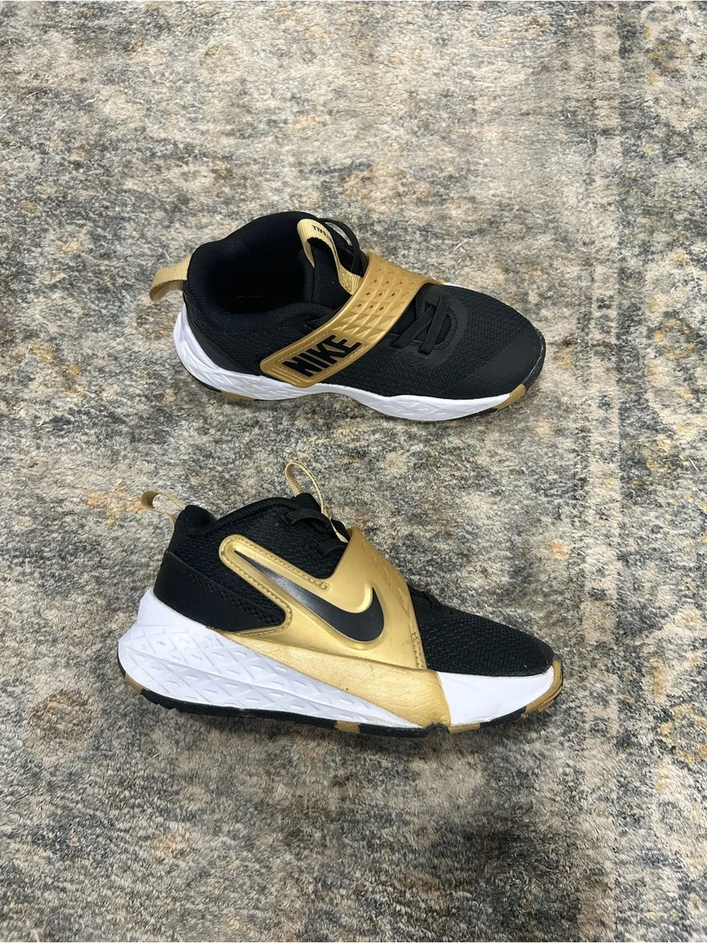 Nike Team Hustle D 12 Black and Gold Basketball Shoes